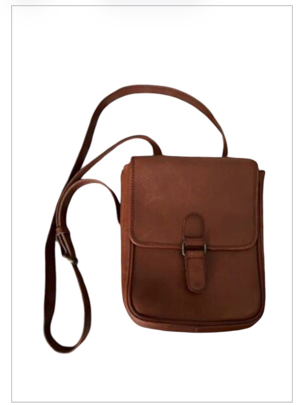Vintage Eddie Bauer Saddle Bag Cognac-Brown Leather Adjustable Crossbody